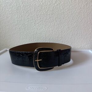 Banana Republic Black Embossed Synthetic Leather Belt Size XS